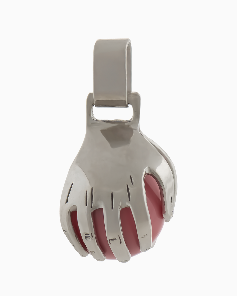 Medalha Mãos da Vida prateado rosa