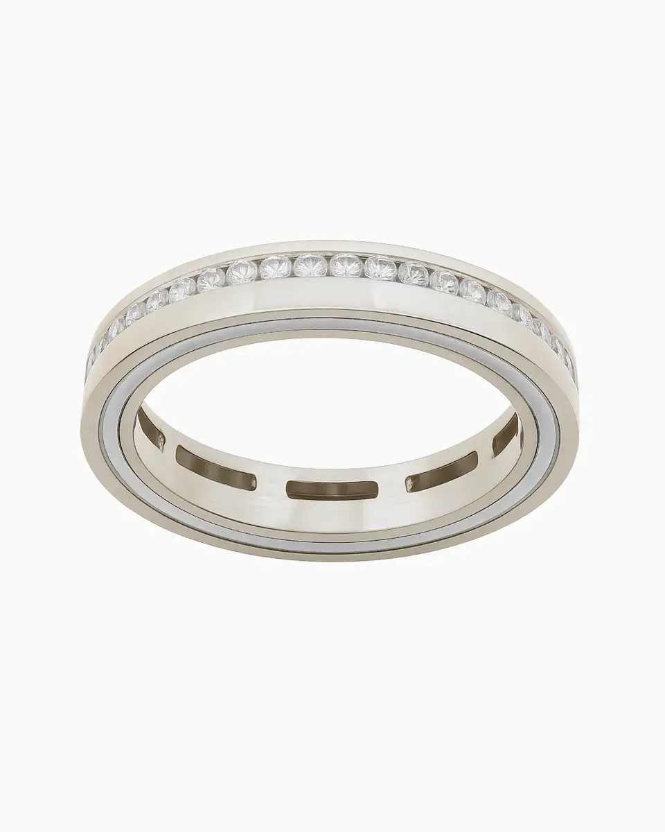 Anel Prata Simbiose Branco